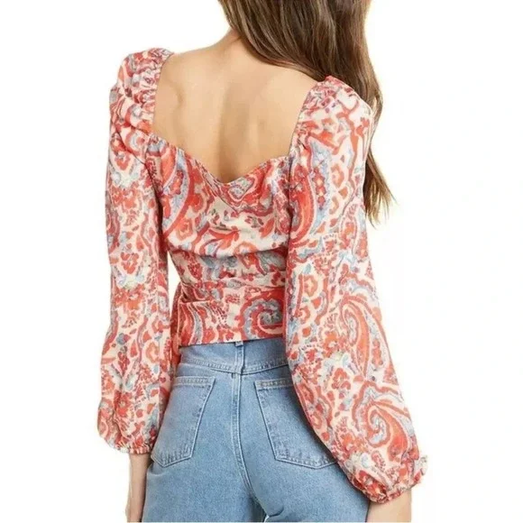 Lucy Paris Cayetana Paisley Wrap Top - Picture 2 of 2